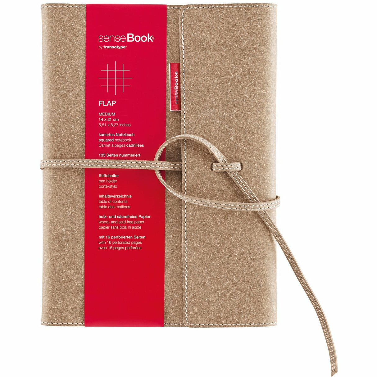 senseBook Flap kariert, Größe M (14 x 21 cm)