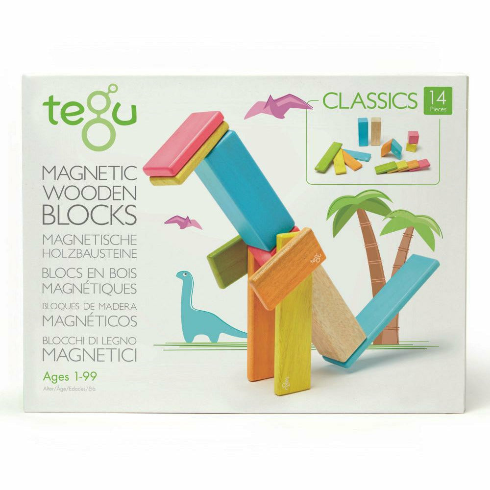 14 Magnetische Holzbausteine bunt