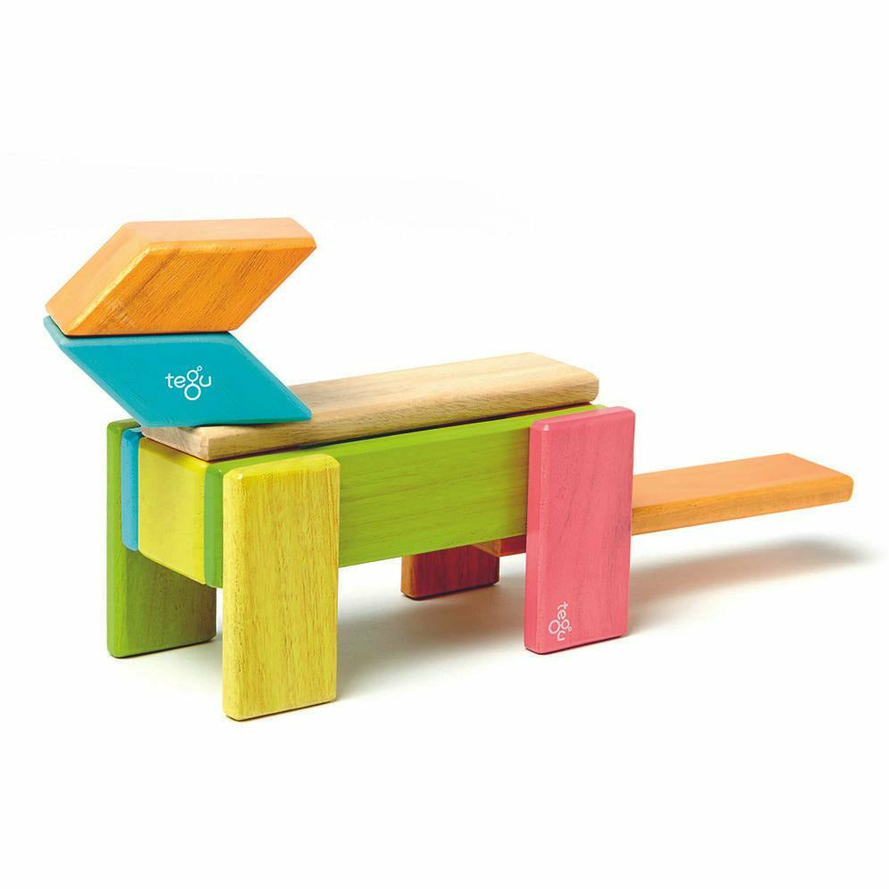 14 Magnetische Holzbausteine bunt