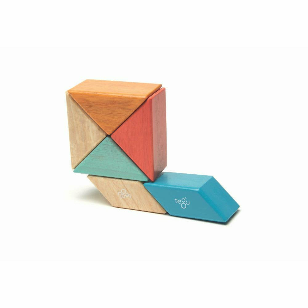 6 Magnetische Holzbausteine orange blau