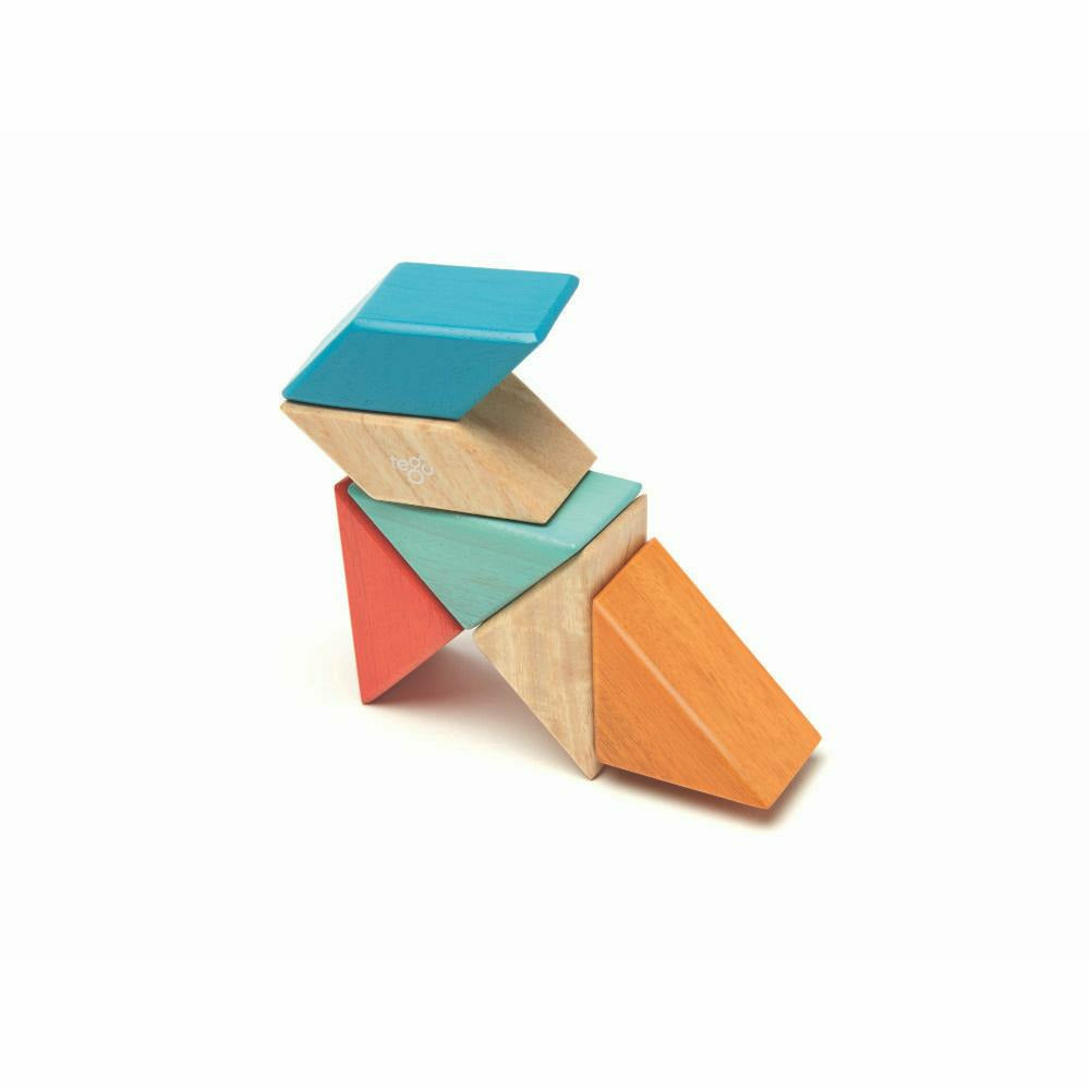6 Magnetische Holzbausteine orange blau