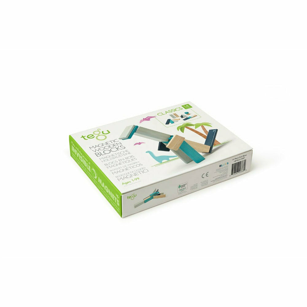 14 Magnetische Holzbausteine blau