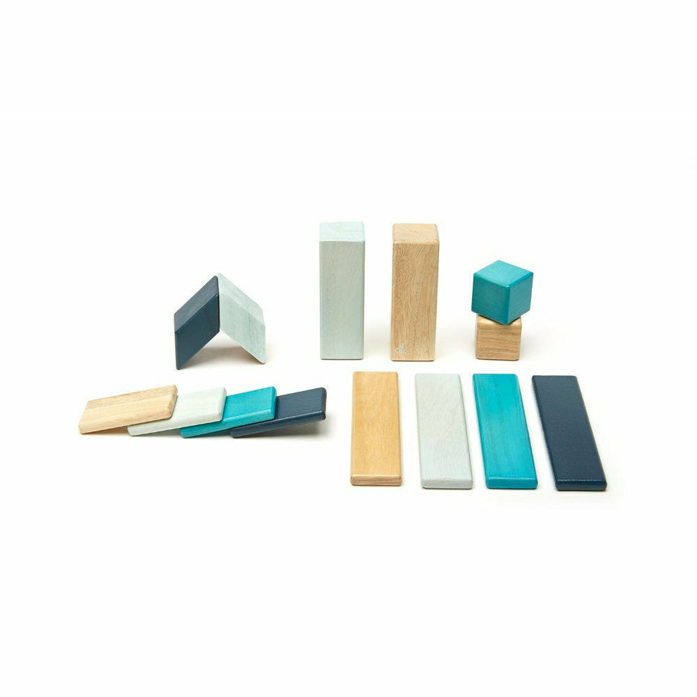 14 Magnetische Holzbausteine blau