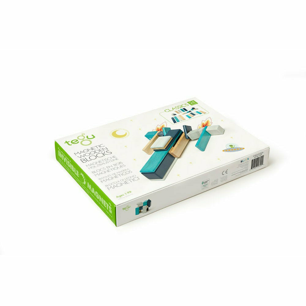 24 Magnetische Holzbausteine blau