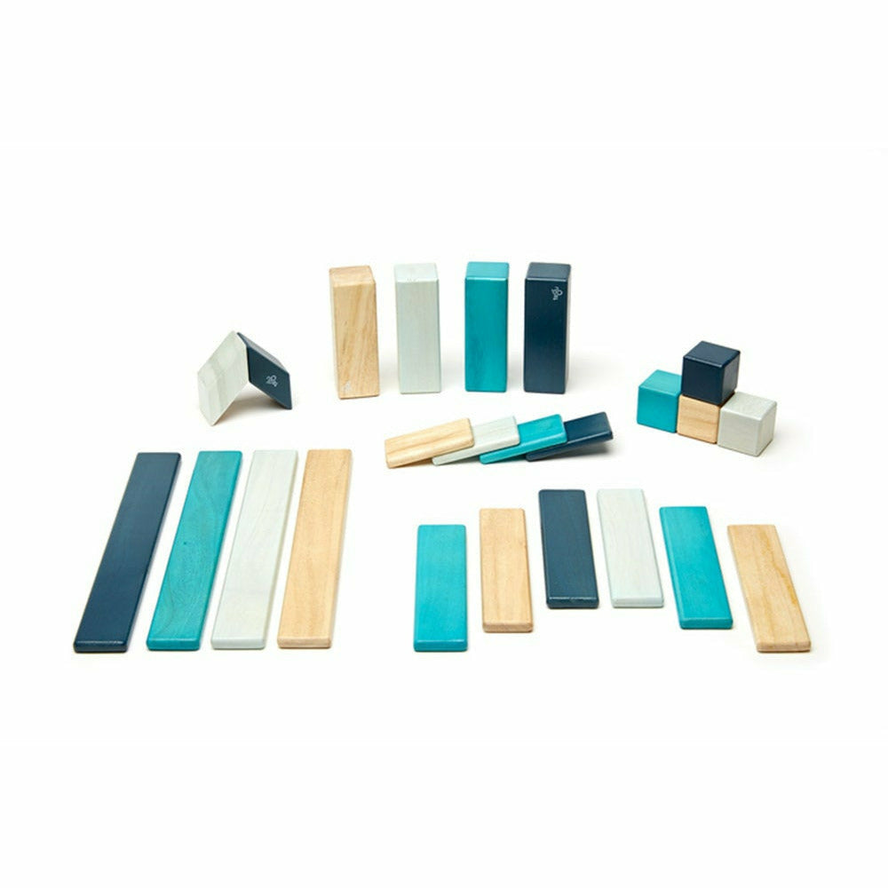 24 Magnetische Holzbausteine blau
