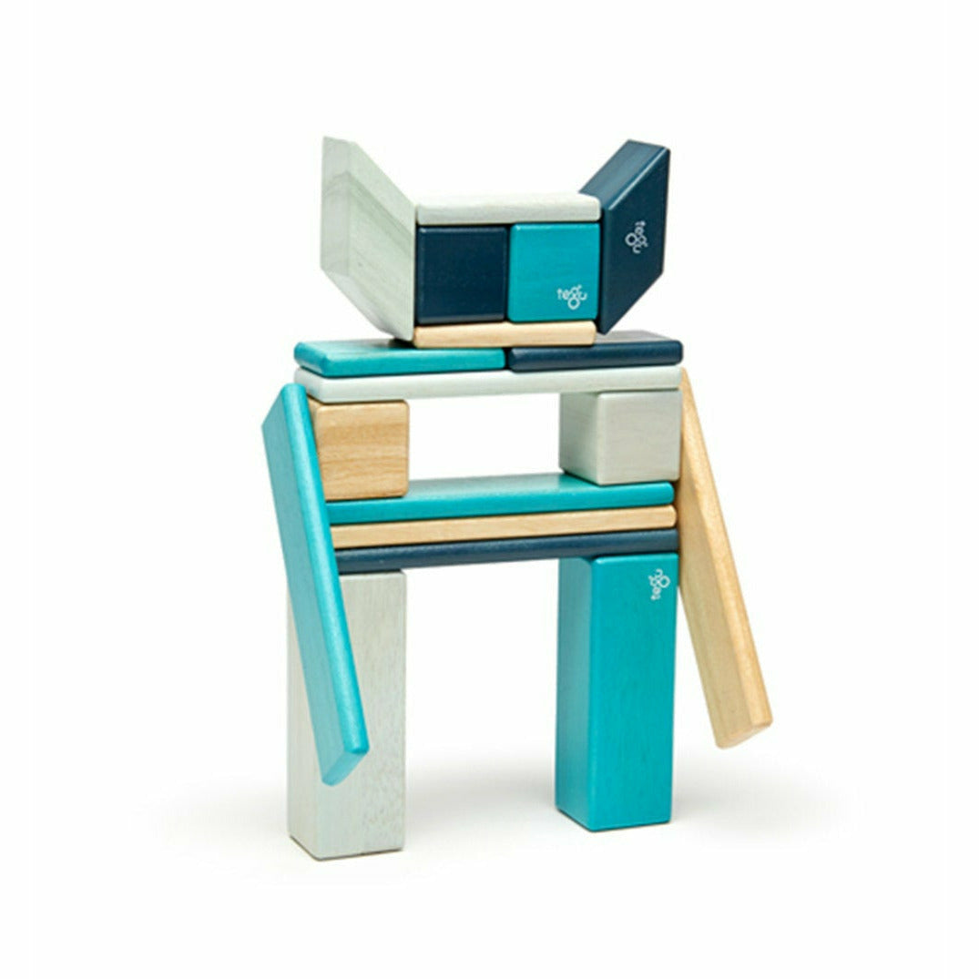 24 Magnetische Holzbausteine blau