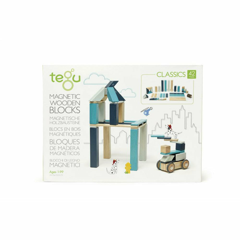 42 Magnetische Holzbausteine blau