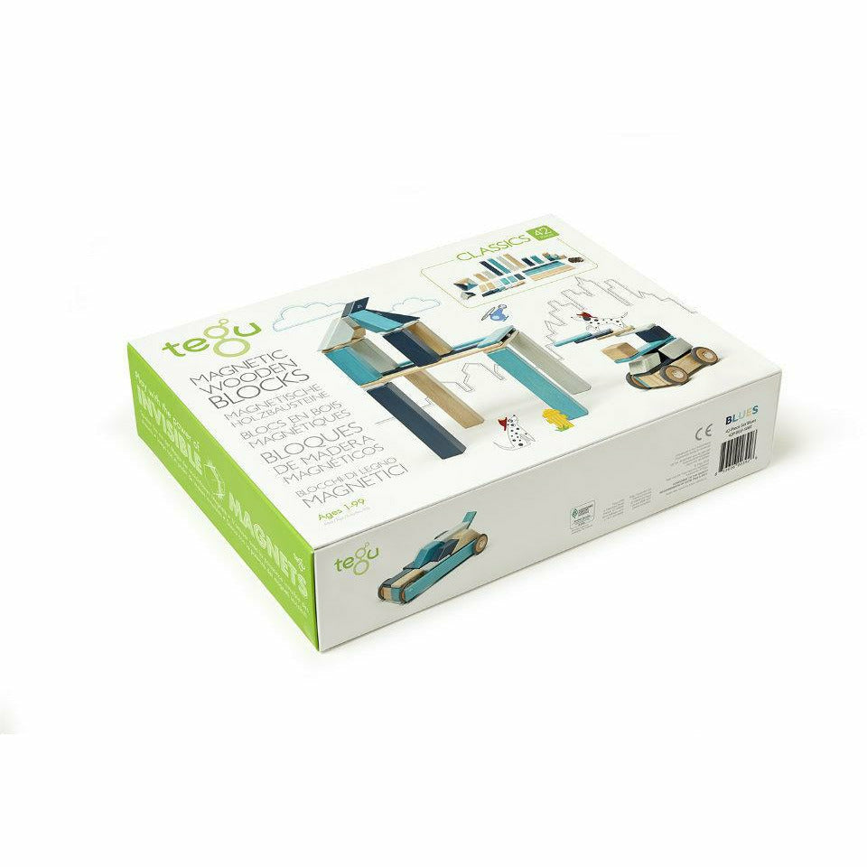 42 Magnetische Holzbausteine blau