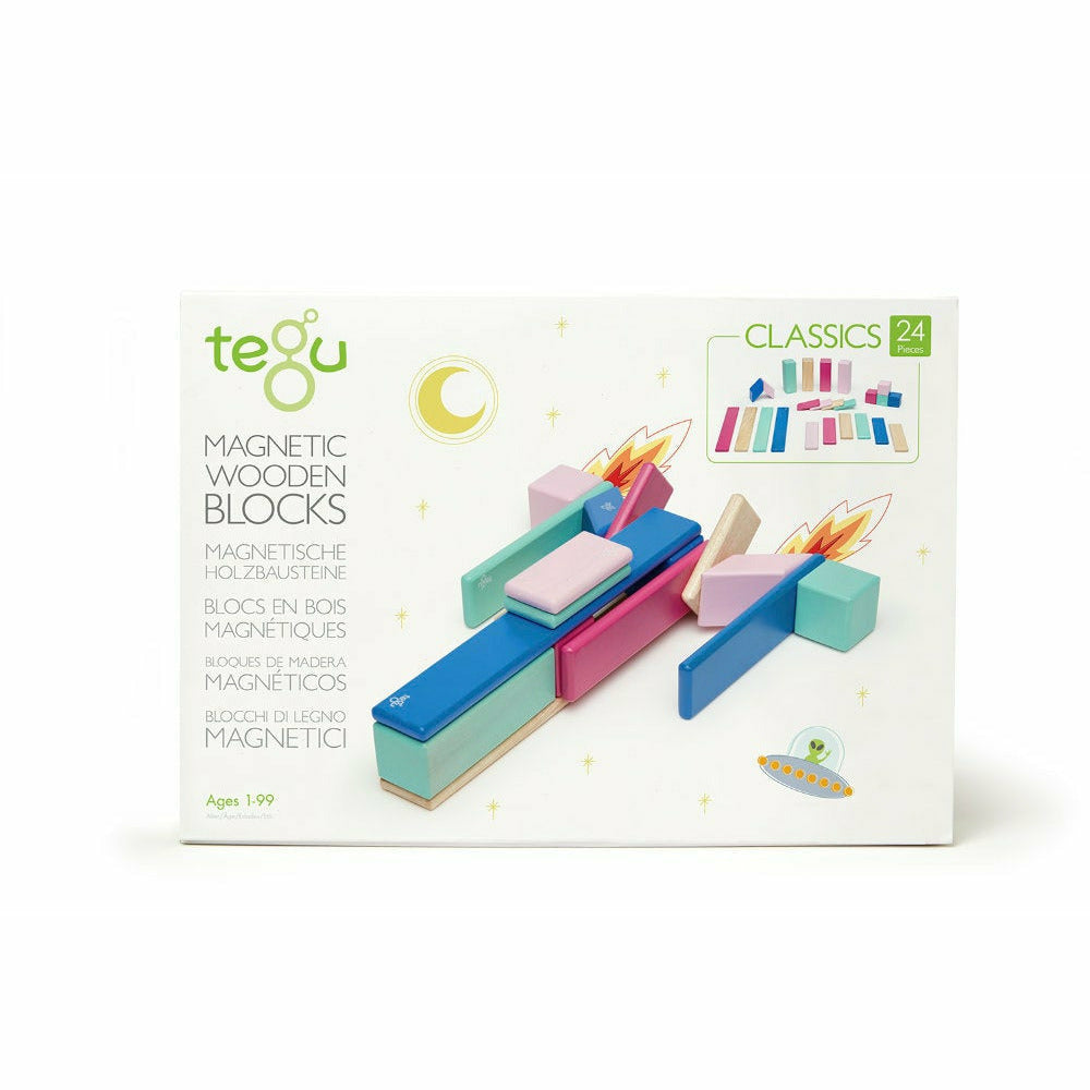 24 Magnetische Holzbausteine pink