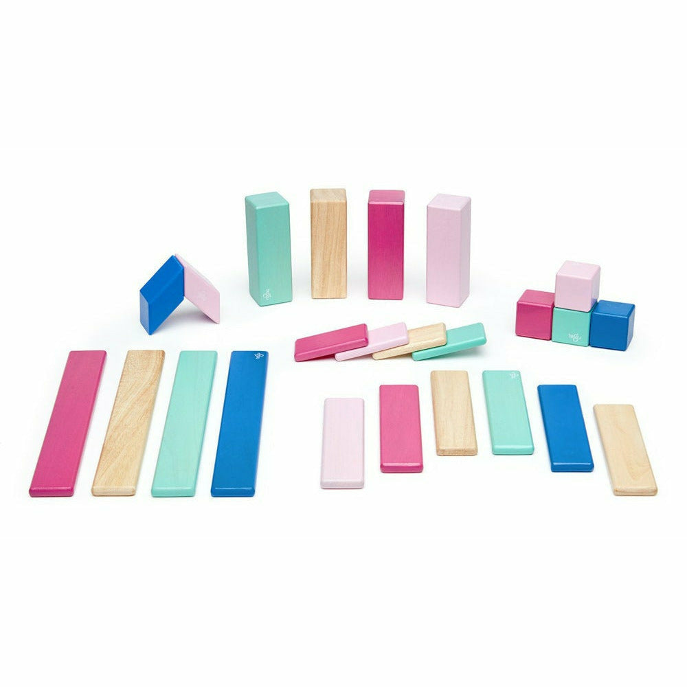 24 Magnetische Holzbausteine pink