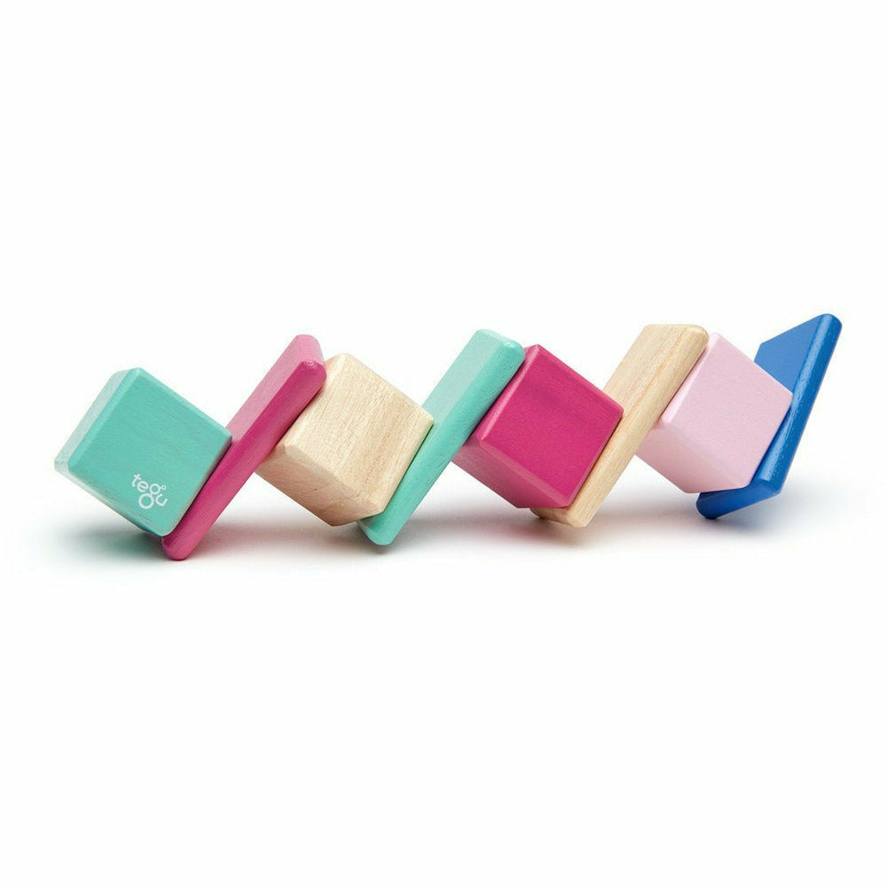 8 Magnetische Holzbausteine pink