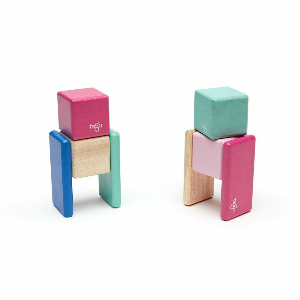 8 Magnetische Holzbausteine pink