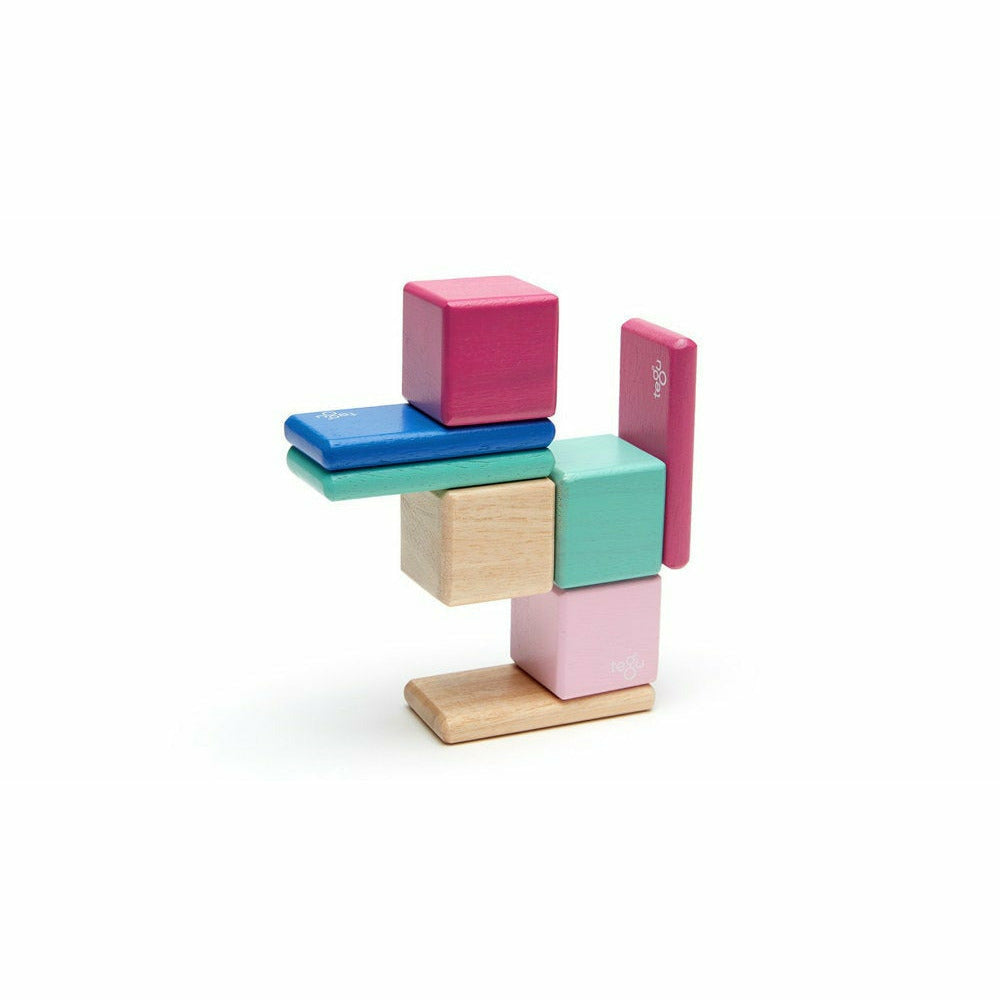 8 Magnetische Holzbausteine pink
