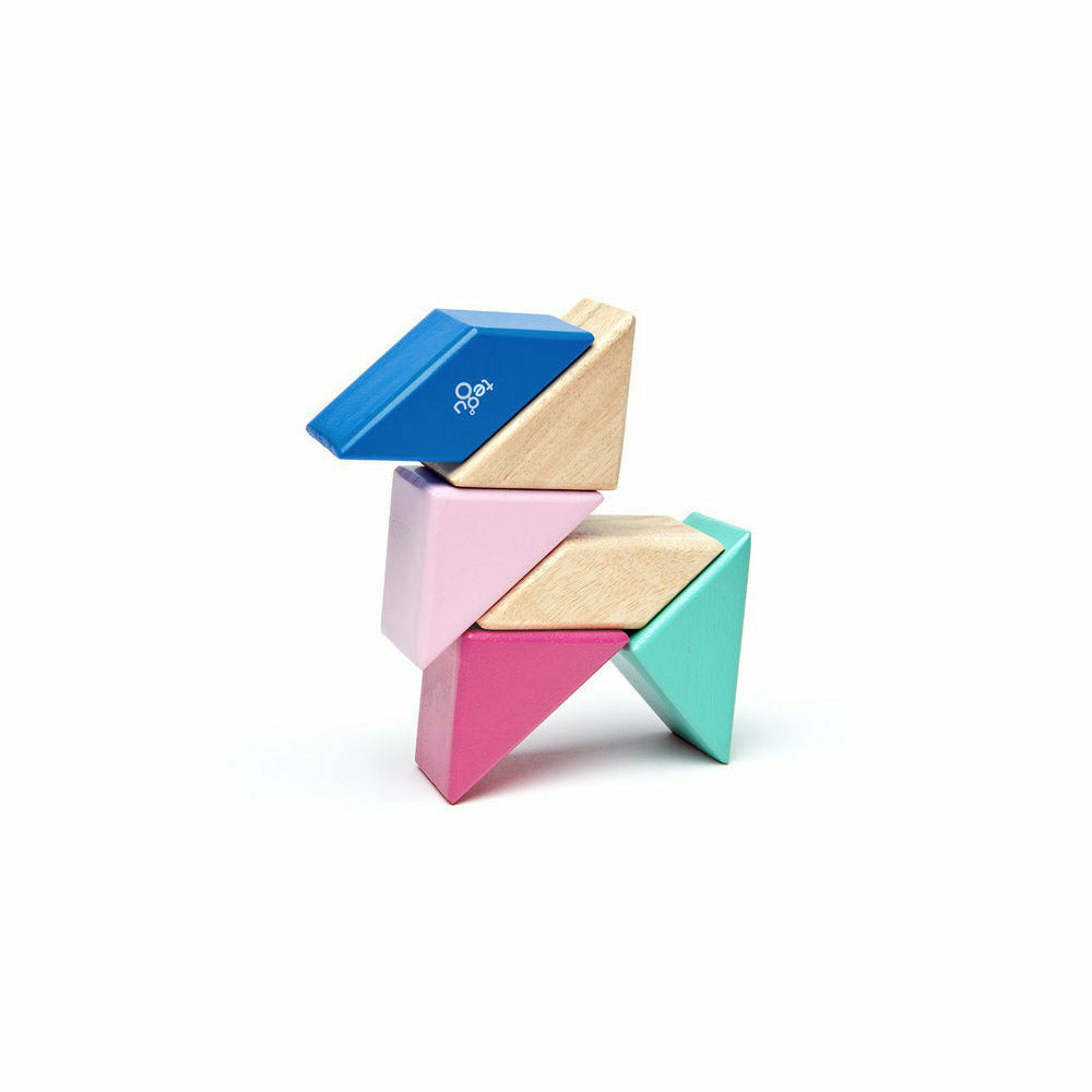 6 Magnetische Holzbausteine pink