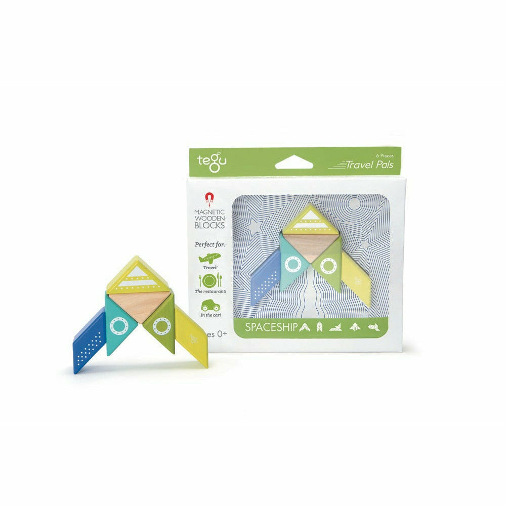 6 Magnetische Holzbausteine Raumschiff