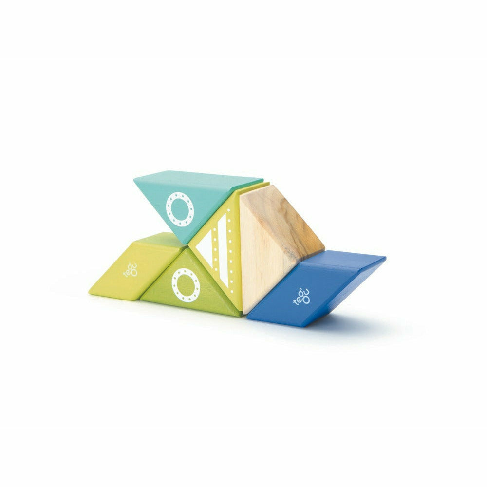 6 Magnetische Holzbausteine Raumschiff