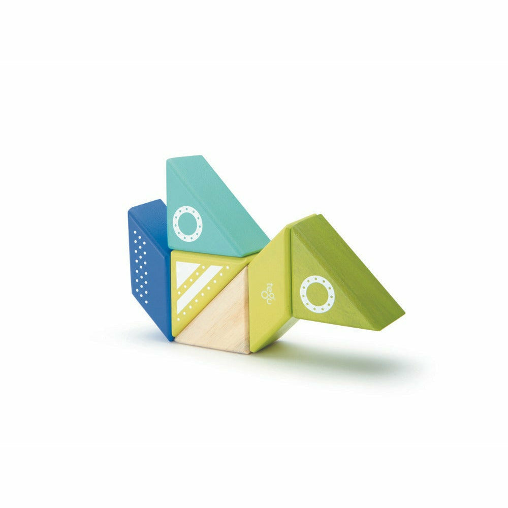 6 Magnetische Holzbausteine Raumschiff