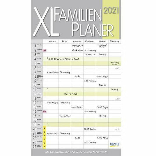 Familienplaner XL pastell