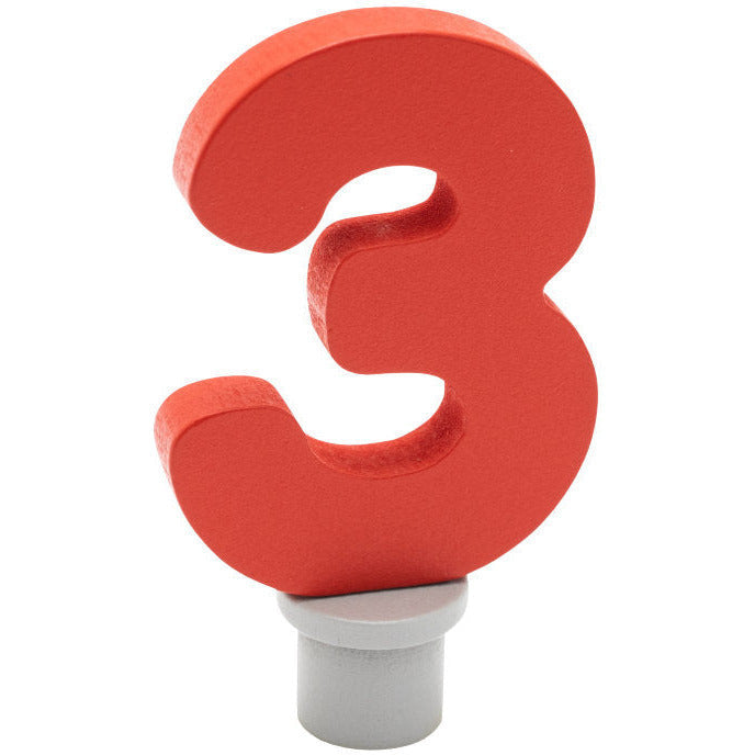 Ahrens | Geburtstagsstecker | Holzzahl 3 rot