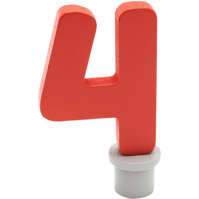 Ahrens | Geburtstagsstecker | Holzzahl 4 rot
