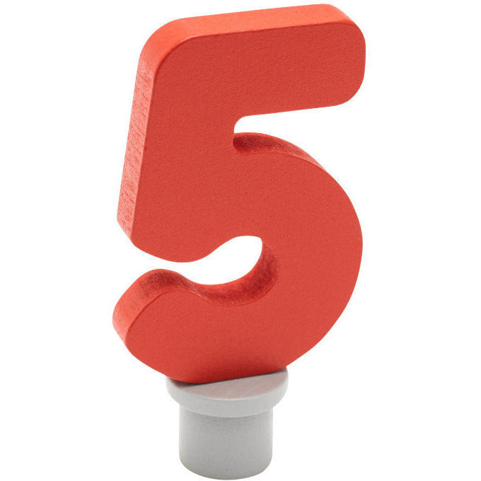 Ahrens | Geburtstagsstecker | Holzzahl 5 rot
