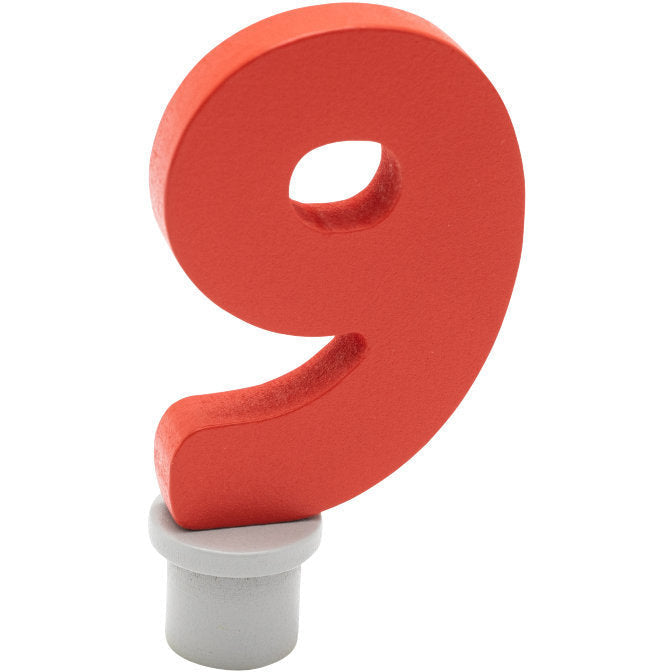 Ahrens | Geburtstagsstecker | Holzzahl 9 rot