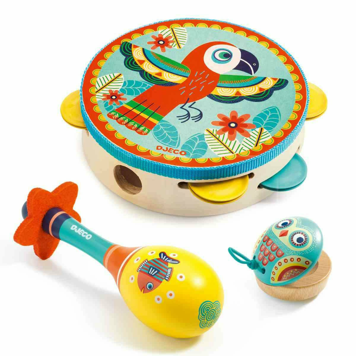 Djeco | Animambo: Set 3 Instrumenten: Tambourine, maracas, castanet *