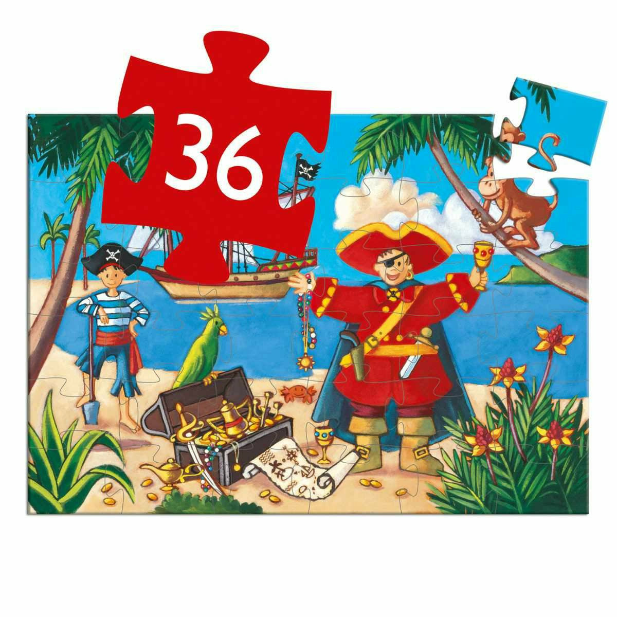 Djeco | Formen Puzzle: The pirate and his treasure - 36 Stk.