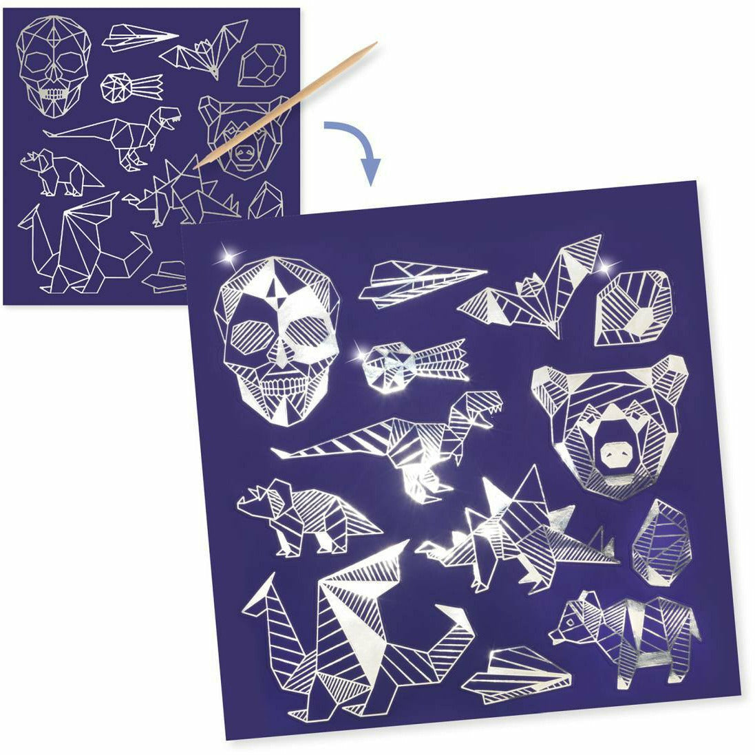 Djeco | Kratzbild Sticker: Eisen