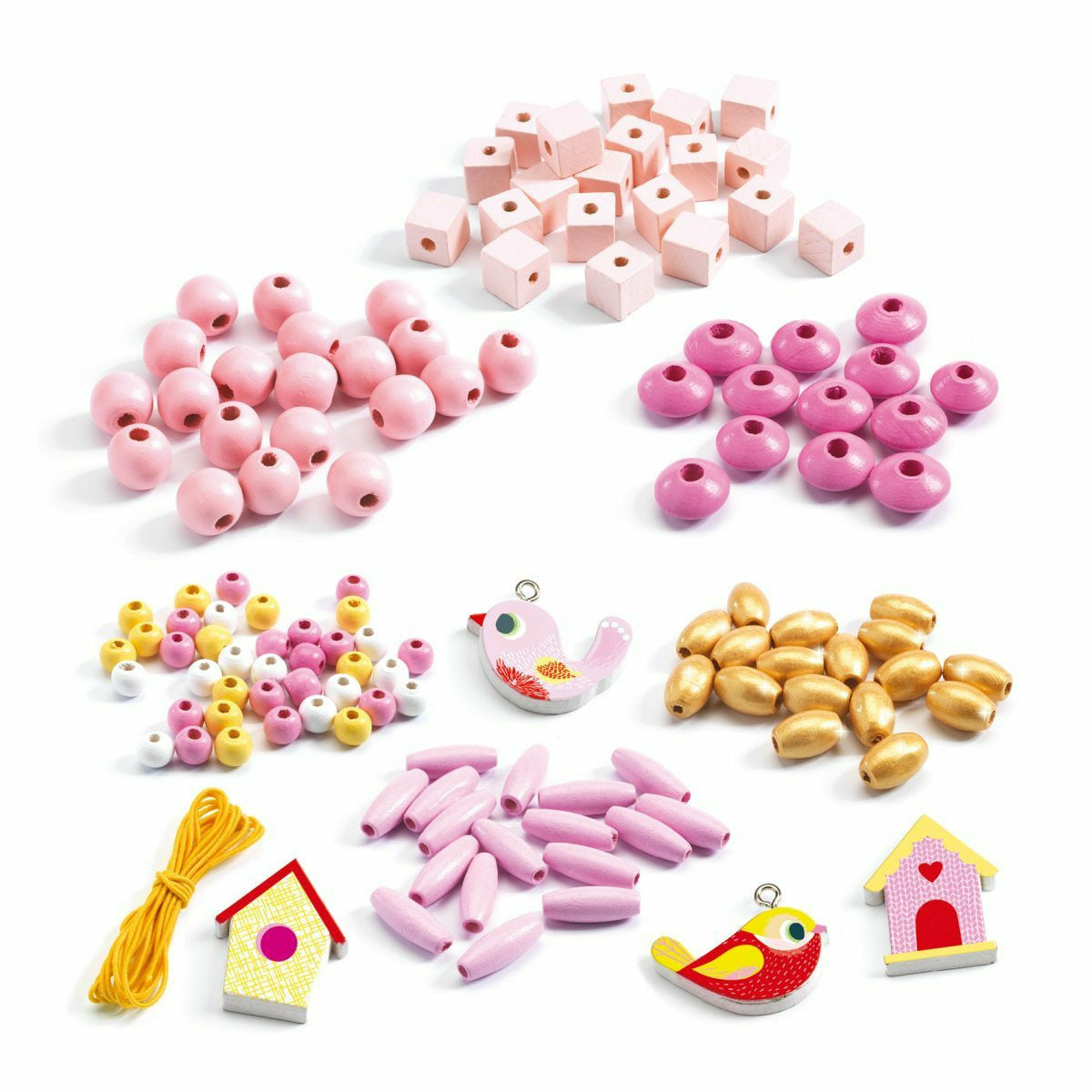 Djeco | Schmuck basteln: Holzperlen Vögel