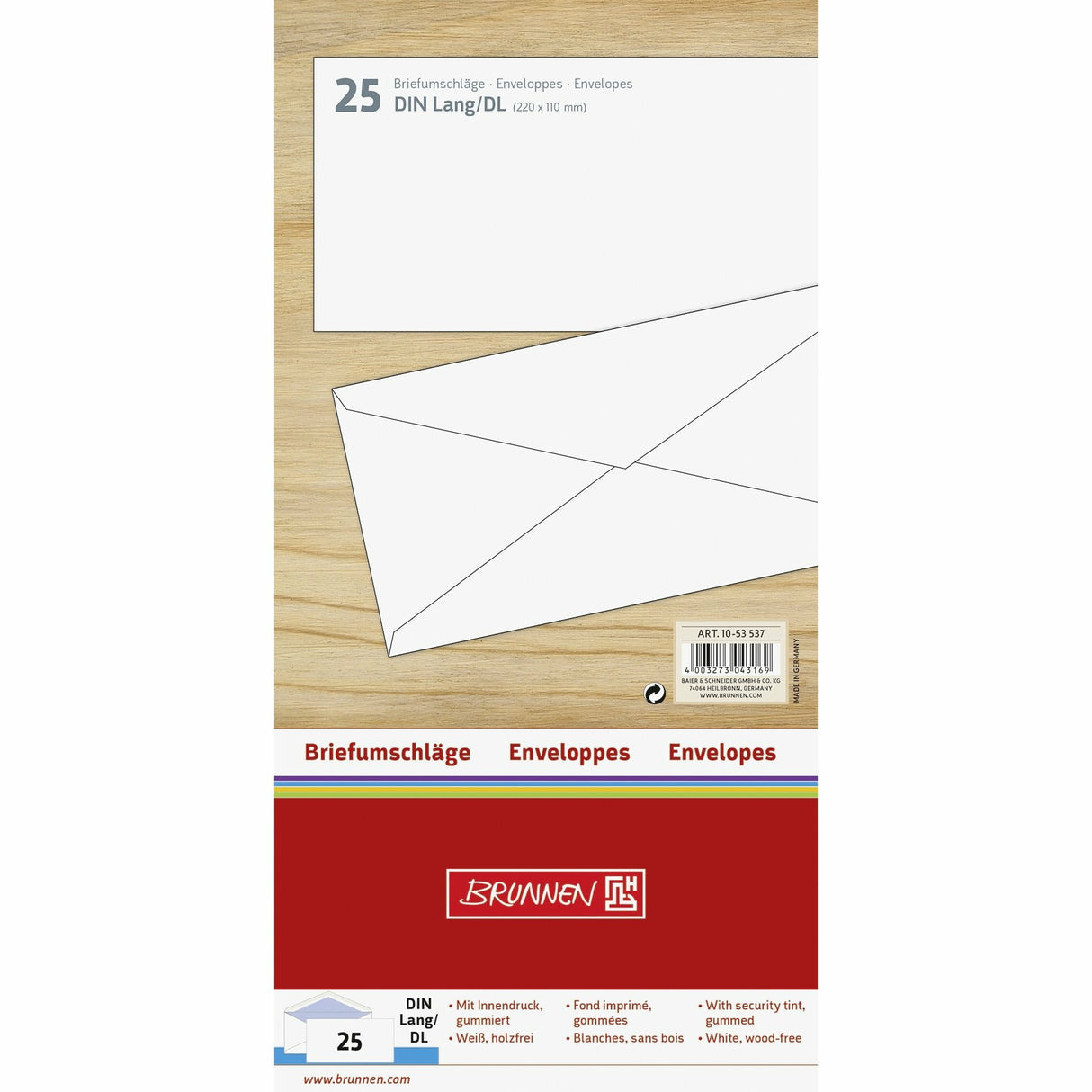 Briefumschlag DIN Lang gumm. ws