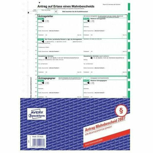 Avery-Zweckform | Mahnbescheid | 2887