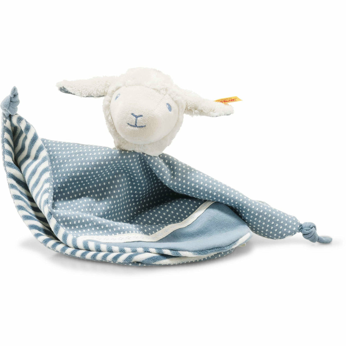 Leno Lamm 28 weiss/petrol Schmusetuch