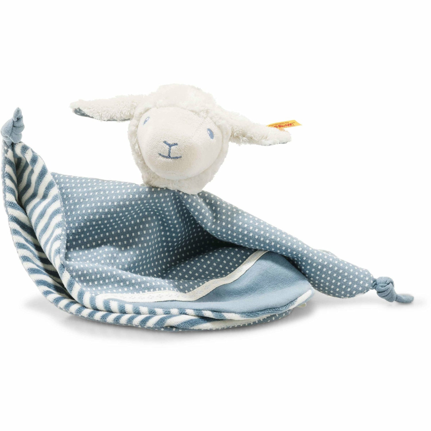 Leno Lamm 28 weiss/petrol Schmusetuch