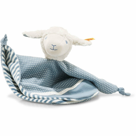 Leno Lamm 28 weiss/petrol Schmusetuch