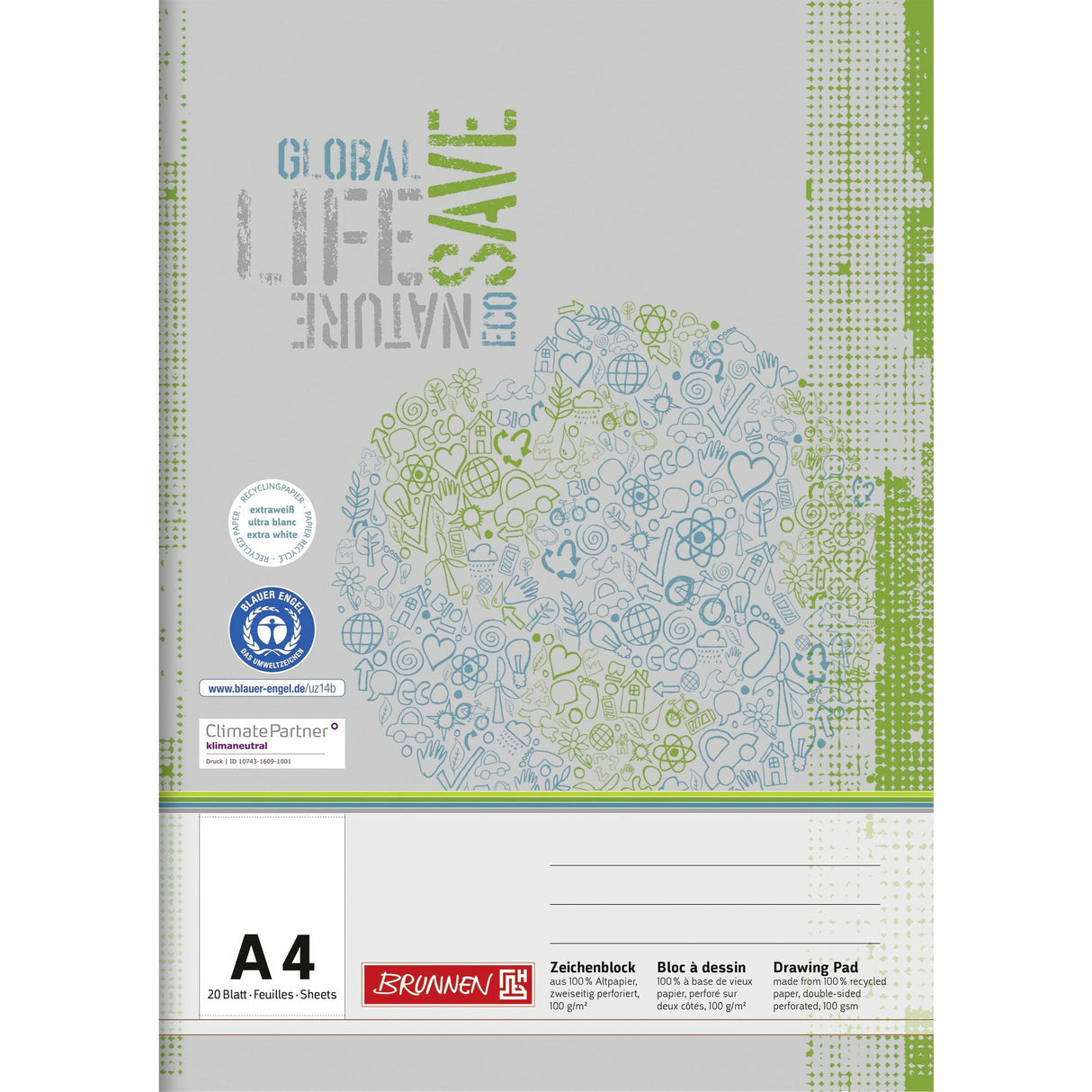 Zeichenblock A4 20Bl Recycling