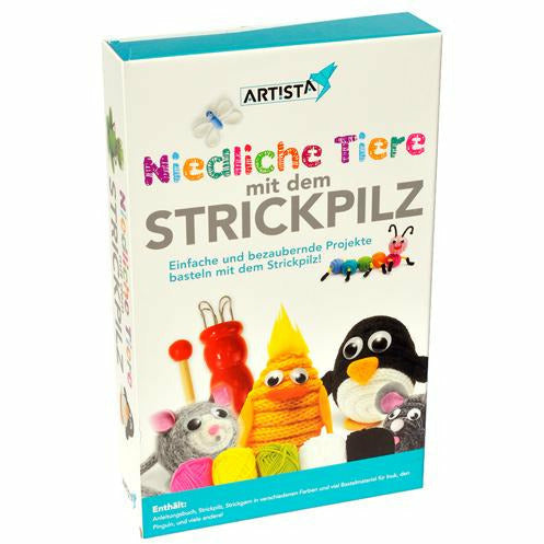 Niedliche Tiere mit dem Strickpilz