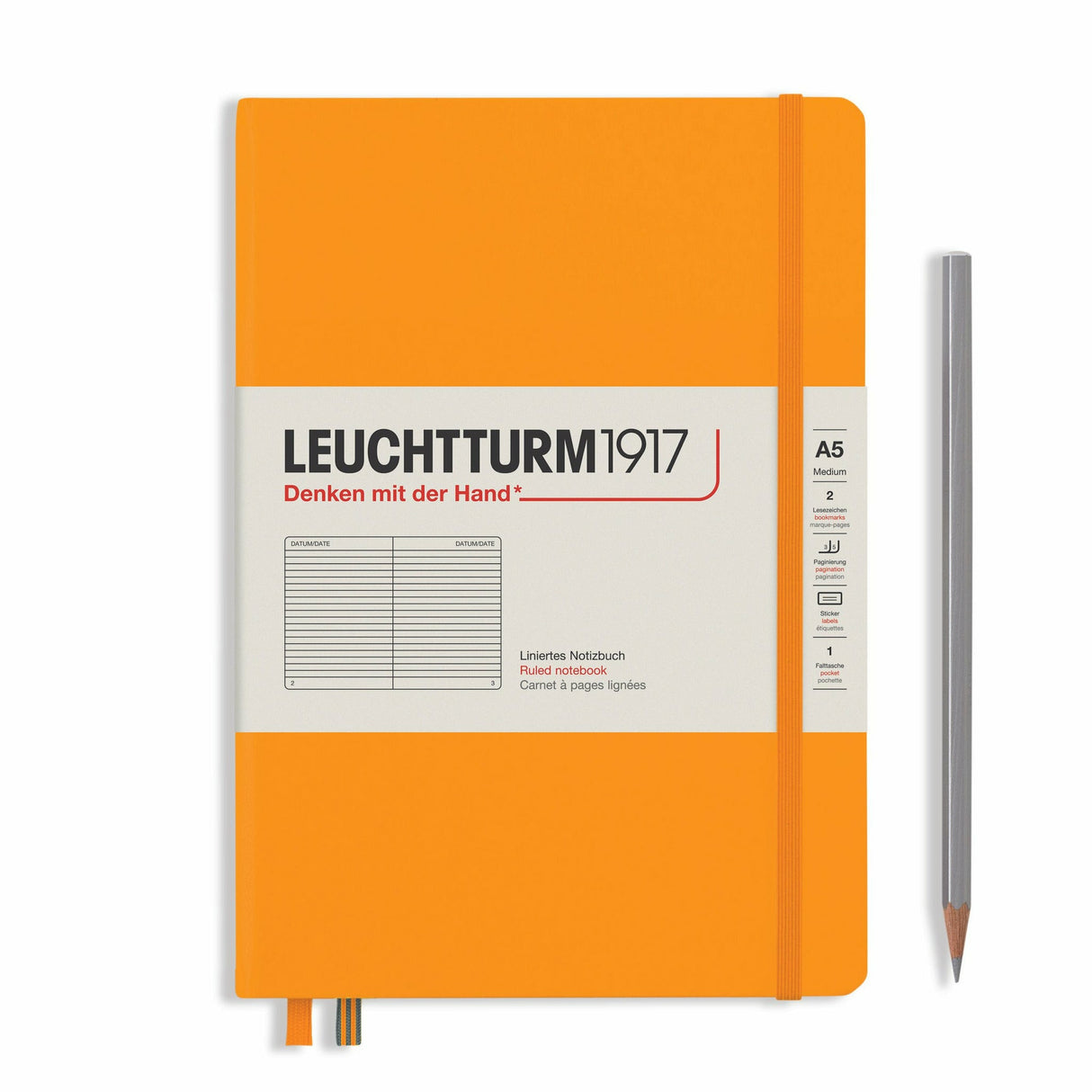 Notizbuch Medium (A5), Hardcover, 251 nummerierte Seiten