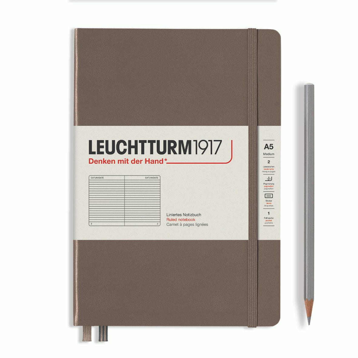 Notizbuch Medium (A5), Hardcover, 251 nummerierte Seiten