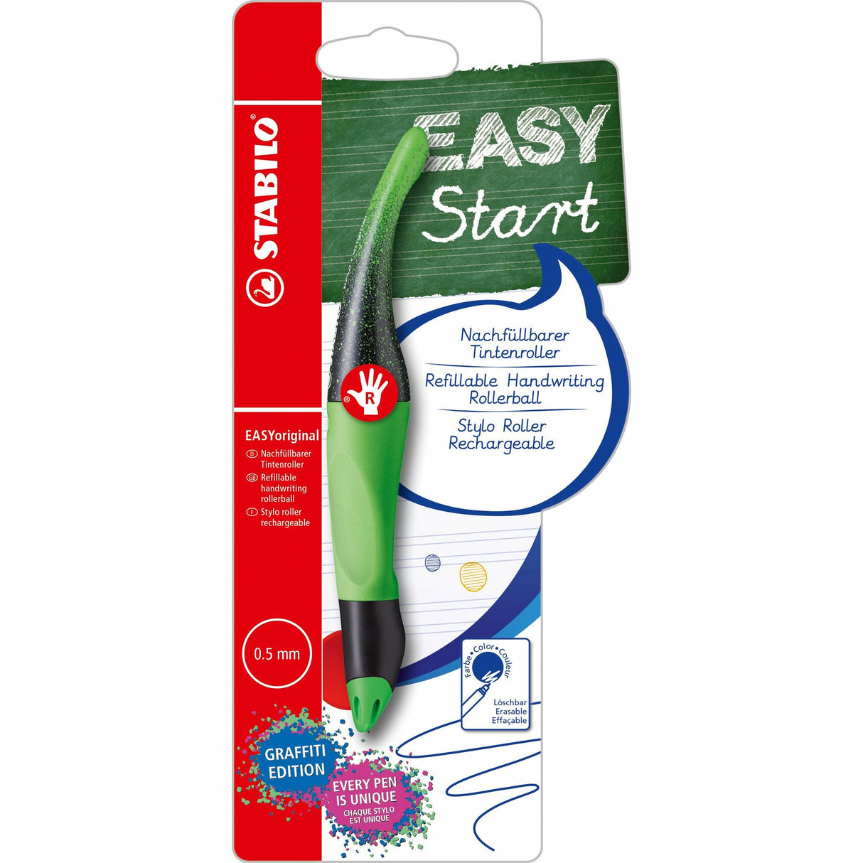 STABILO EASYoriginal Graffiti grün R und 1 refill M blau Blister