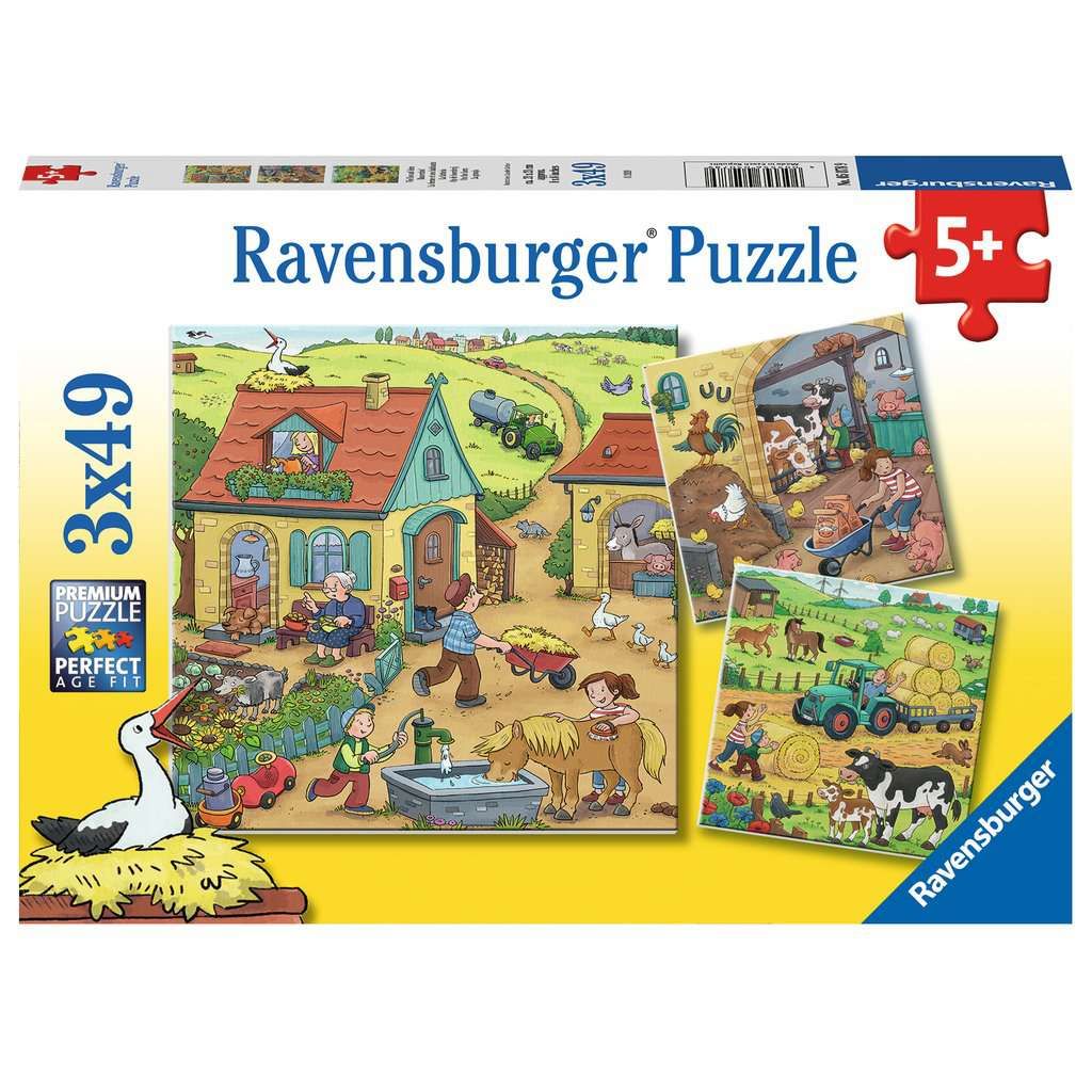 Ravensburger | Viel los auf dem Bauernhof | Kinderpuzzle | 3x49 Teile