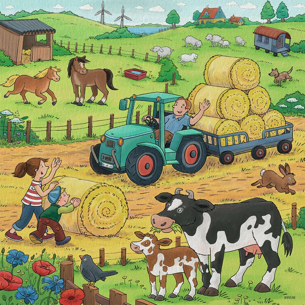Ravensburger | Viel los auf dem Bauernhof | Kinderpuzzle | 3x49 Teile