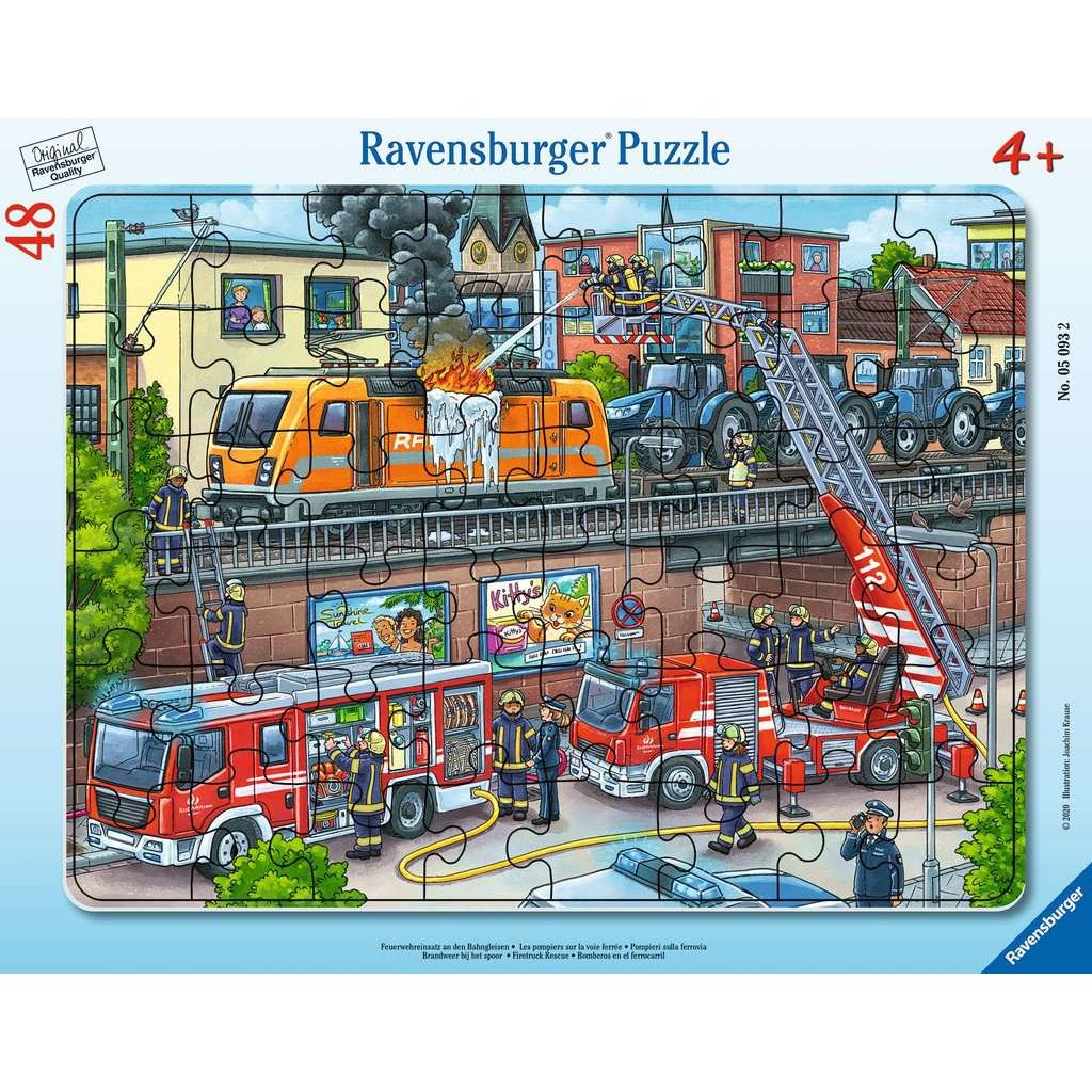 Ravensburger | Feuerwehreinsatz an den Bahngleisen | Kinderpuzzle | 48 Teile