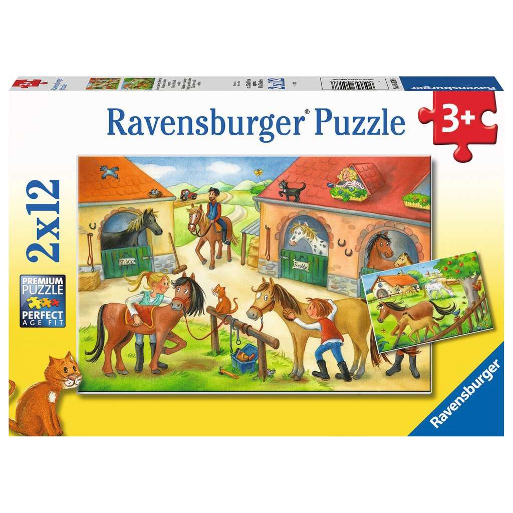 Ravensburger | Ferien auf dem Pferdehof | Kinderpuzzle | 2x12 Teile