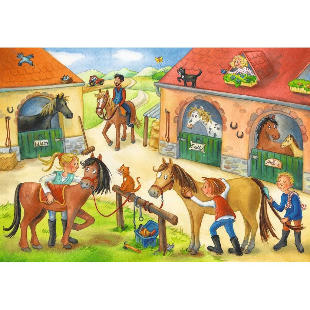 Ravensburger | Ferien auf dem Pferdehof | Kinderpuzzle | 2x12 Teile
