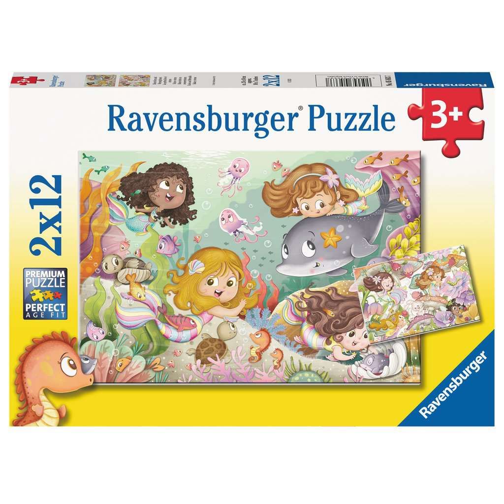 Ravensburger | Kleine Feen und Meerjungfrauen | Kinderpuzzle | 2x12 Teile