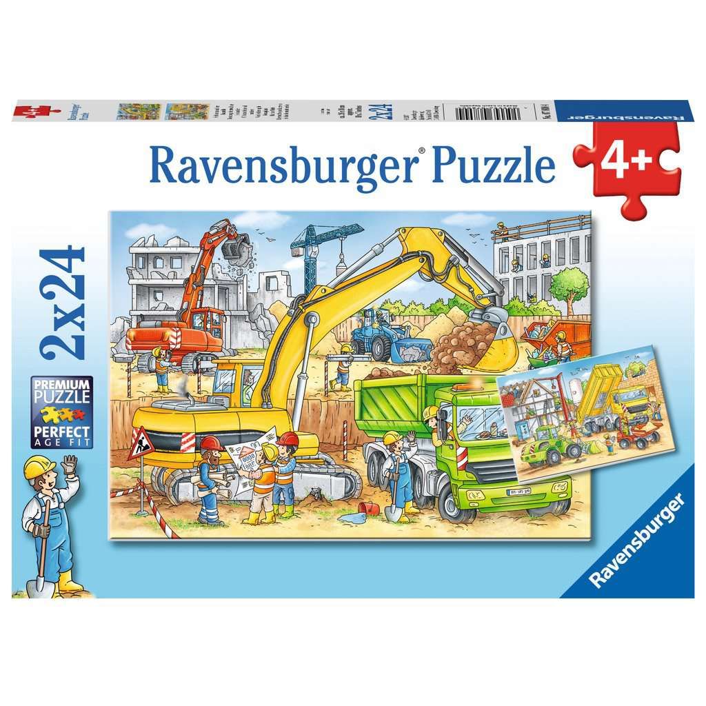 Ravensburger | Viel zu tun auf der Baustelle | Kinderpuzzle | 2x24 Teile