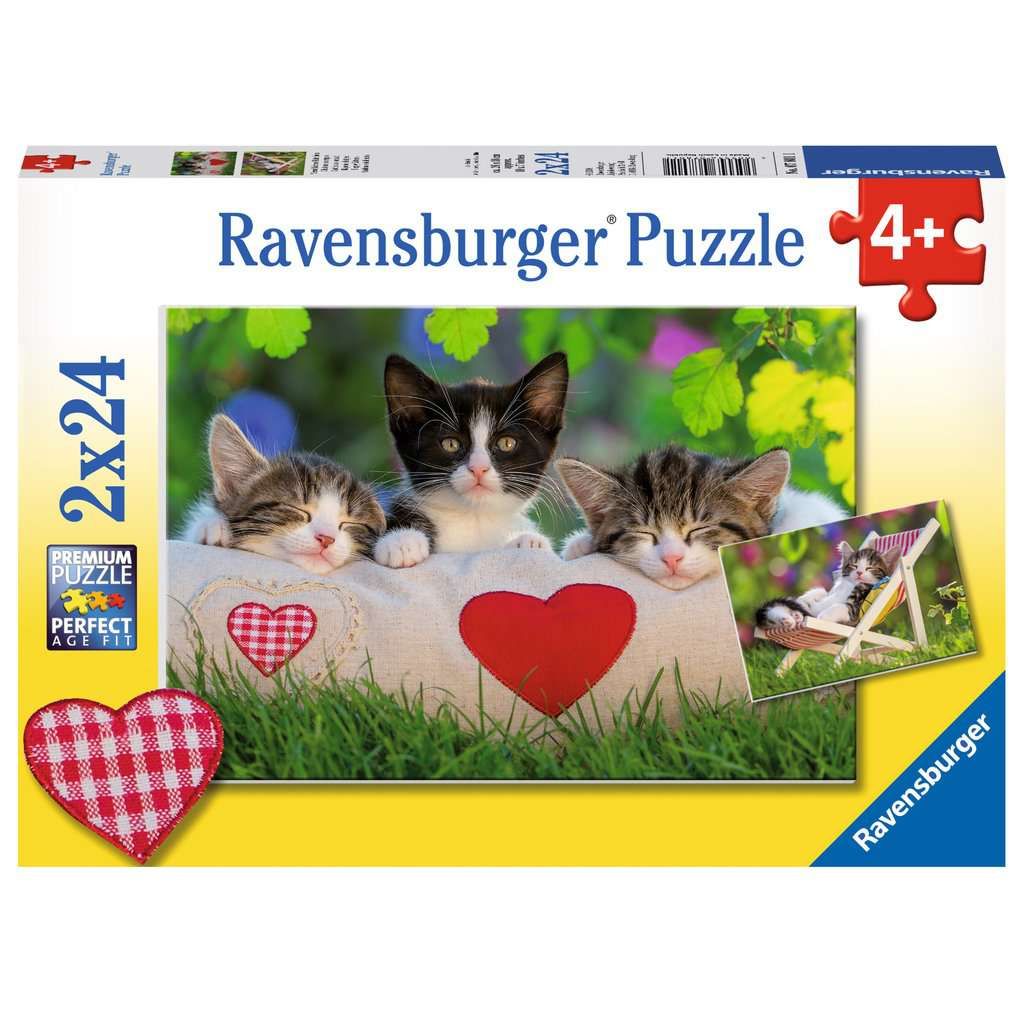 Ravensburger | Verschlafene Kätzchen | Kinderpuzzle | 2x24 Teile
