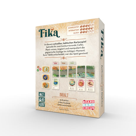 Fika Kartenspiel Spielbox mit Spielmaterial und Regeln sichtbar