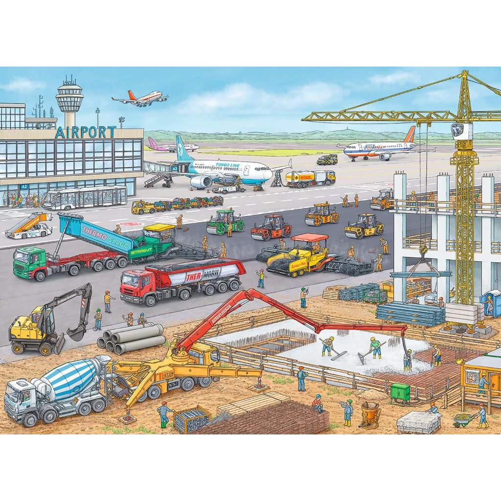 Ravensburger | Baustelle am Flughafen | Kinderpuzzle | 100 XXL Teile